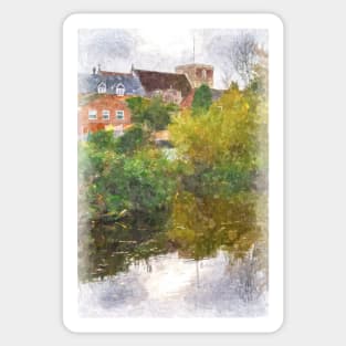 Kintbury From the Canal a Digital Painting Sticker